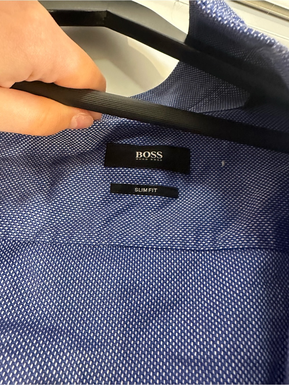 BOSS Men’s Blue Textured Long-Sleeve Dress Shirt - Picture 11 of 14
